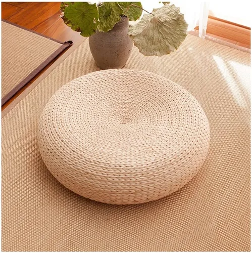 Miniatura 10 de Etlegor Pufs y reposapiés, Futón Puf Futón Cojín Taburete Estilo Japonés Tatami Mat Gattail, Hoja de plátano tejida a mano natural y respetuoso