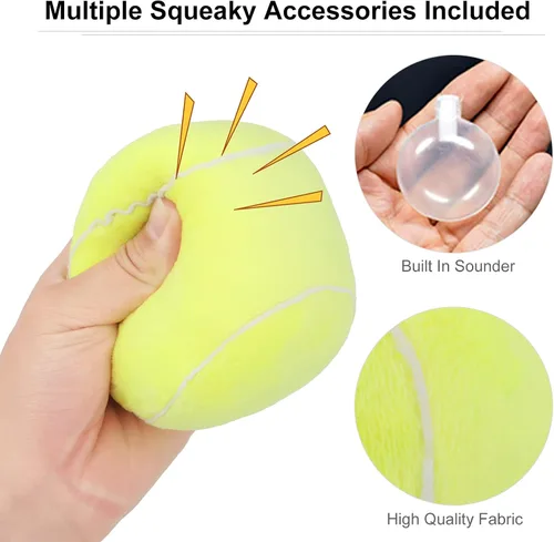 Miniatura 2 de Pelotas interactivas para perros, paquete de 2 pelotas de juguete chirriantes de felpa para perros, pelota de juguete para perros de fútbol y rugby