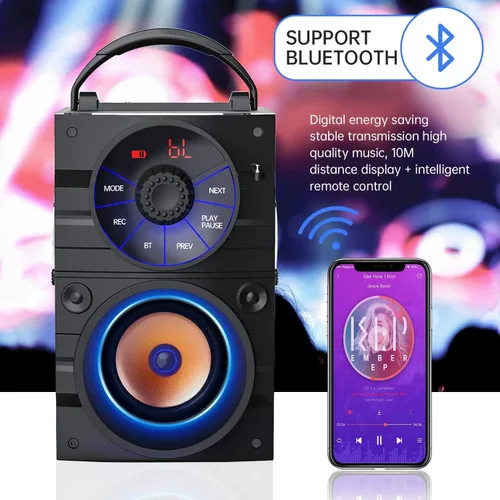 Miniatura 2 de Altavoz Bluetooth portátil con subwoofer, altavoces inalámbricos, para exteriores/interiores, gran soporte, control remoto, radio FM, tarjeta TF