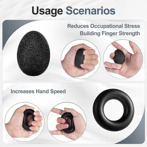 Miniatura 7 de Kits de entrenamiento de fuerza de agarre (paquete de 5), fortalecedor de antebrazo con resistencia ajustable, probador de fuerza de agarre