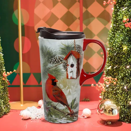 Miniatura 2 de Topadorn Taza de viaje de cerámica de Navidad, taza de café con leche con tapa y caja de regalo para vacaciones, 17 onzas
