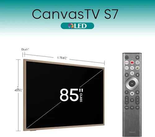 Miniatura 4 de Hisense Serie S7N CanvasTV QLED 4K de 85 pulgadas, Dolby Vision HDR Google Smart TV (85S7N, modelo 2025) - 144Hz, modo artístico, panel