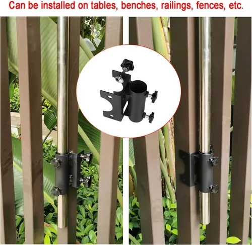 Miniatura 7 de Soporte para sombrilla de patio, soporte de paraguas de banco con clip fijo para cubierta, silla, escritorio, muelle, playa, patio, balcón, mesas