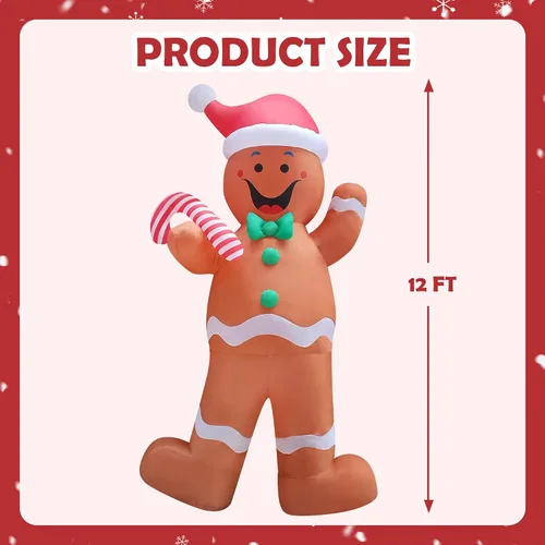 Miniatura 2 de Decoración inflable gigante de Navidad con luz LED de 12 pies para exteriores, decoración inflable para patio/fiesta/césped/jardín/entrada