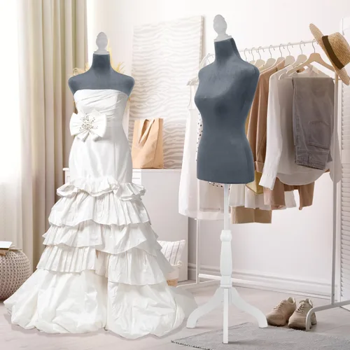 Miniatura 8 de Maniquí de espuma corporal para mujer, maniquí de espuma de 60 a 67 pulgadas, maniquí de vestido ajustable con base de trípode de madera