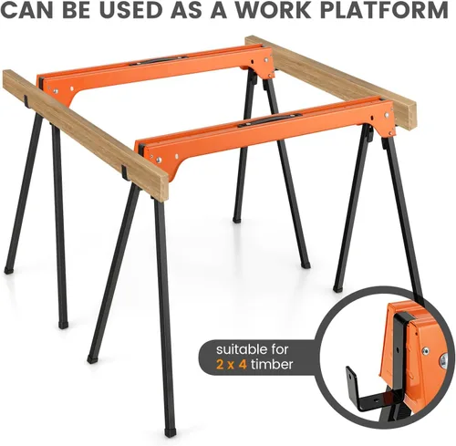 Miniatura 3 de ERGOMASTER Caballos de sierra plegables, con brazo de soporte desmontable de 2 x 4, capacidad de peso de 1322 libras por caballete, caballos
