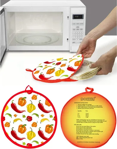 Miniatura 4 de SOKKIA Calentador de tortillas, bolsa de tela aislante de 12 pulgadas, bolsa de tela para usar en microondas para mantener la comida caliente