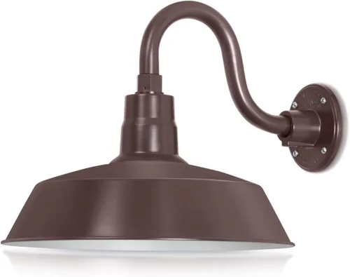 Miniatura 22 de 14 pulgadas. RLM Warehouse - Pantalla con brazo de cuello de cisne y bombilla Led A19 5000K de 9W Galvanizado (paquete de 2)