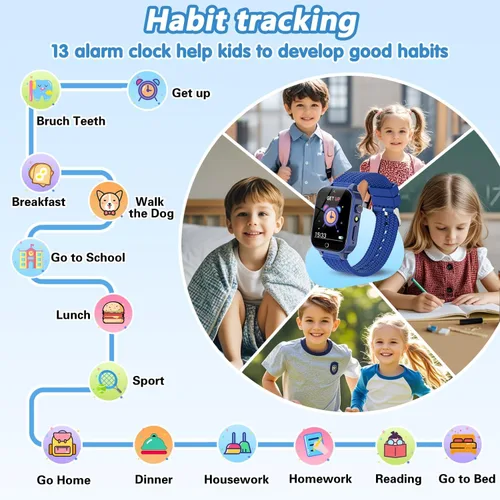 Miniatura 4 de Reloj inteligente para niños, regalo para niños de 3 a 12 años, 2 protectores de pantalla, 26 juegos de rompecabezas, cámara HD, video, reproductor
