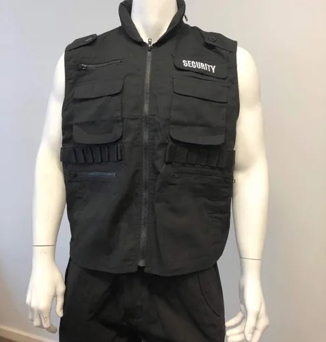Miniatura 2 de BACKBONE Chaleco de seguridad unisex para hombre y mujer uniforme con bordado de SEGURIDAD - Negro