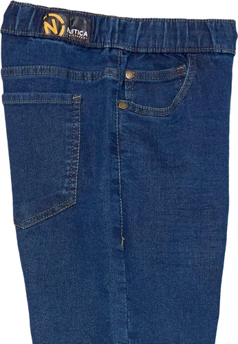 Miniatura 6 de Nautica Pantalones de mezclilla elásticos para niños, estilo de 5 bolsillos y cierre de cordón