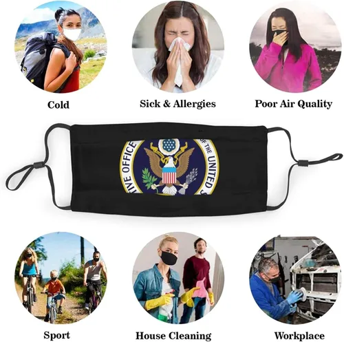 Miniatura 6 de Máscara facial con filtro 2014 Sello de la Oficina Ejecutiva del Presidente de los Estados Unidos, máscaras faciales para hombres y mujeres