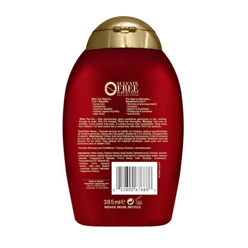 Miniatura 7 de OGX Acondicionador de aceite suavizante sin encrespamiento + queratina, 5 en 1, para cabello encrespado, cabello brillante, 13 onzas líquidas
