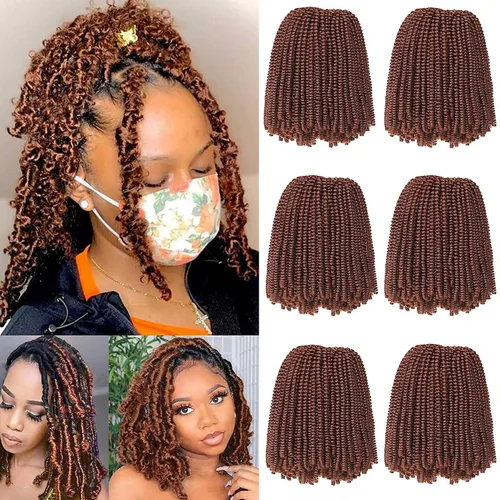 Miniatura 16 de Xtrend - Cabello trenzado de ganchillo con rizos de resorte, color rojo cobrizo, 12 pulgadas, para rizos de mariposa de imitación, extensiones