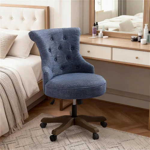 Miniatura 9 de HUIMO Silla de oficina en casa, silla de escritorio tapizada sin brazos con ruedas, altura ajustable, silla de escritorio para computadora con patas