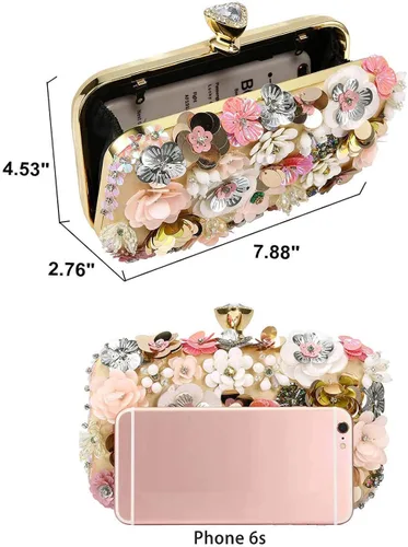 Miniatura 3 de Selighting Bolsas de noche coloridas florales para mujer con cuentas formales para novia boda graduación cóctel fiesta bolsas
