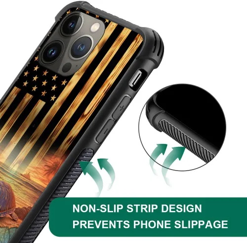 Miniatura 101 de DAIZAG Compatible con iPhone 13 Pro Max, Funda de TPU Protectora Anti-Arañazos Todo En Uno, Fundas para Hombre Mujer - Motivo de Madera Americana