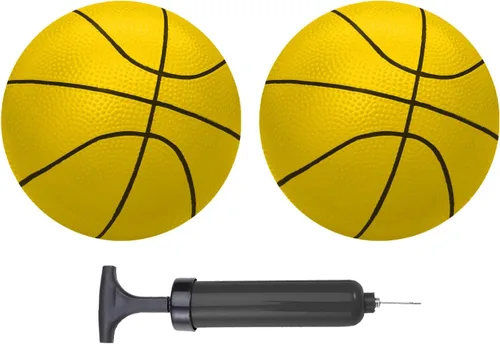 Miniatura 7 de ABAJI Mini pelotas de baloncesto azules, paquete de 2, juego de 12.7 cm con bomba y aguja, material duradero para mini aro, para niños de 3 años