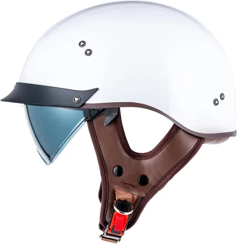 Miniatura 23 de VCOROS - Medio casco para motocicleta F07 de cara abierta, aprobado por DOT VCOROS Medio casco de motocicleta F07 de cara abierta aprobado por DOT