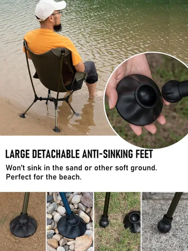 Miniatura 5 de WildCall Silla de camping plegable ligera con marco de configuración rápida, silla de playa compacta para mochileros con pies antideslizantes