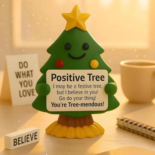iStatue Mini figura positiva de resina pintada a mano para árbol de Navidad, decoración de escritorio de 5 pulgadas, bonito regalo motivacional,