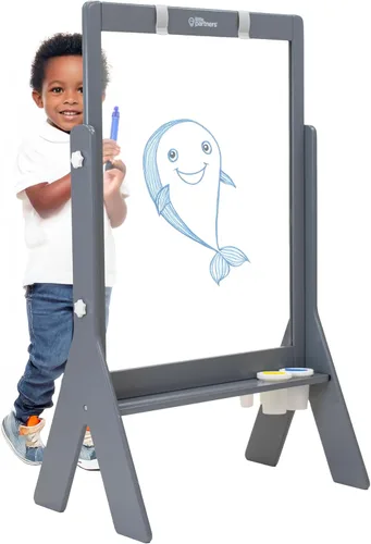 Little Partners Peek-A-Boo Art Toddler Easel, Estación de Pintura de Acrílico Transparente de Dos Lados de Altura Ajustable para Niños con