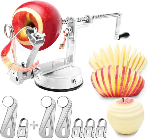 Miniatura 8 de Descorazonador pelador de manzanas, pelador de manzanas de hierro fundido cromado de larga duración con cuchillas de acero inoxidable y potente base