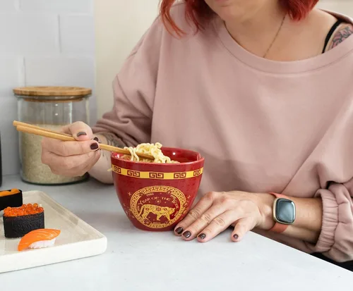 Miniatura 4 de Year Of The Tiger - Juego de vajilla de cerámica del zodiaco chino Incluye cuenco de fideos ramen de 16 onzas y palillos de madera Juego