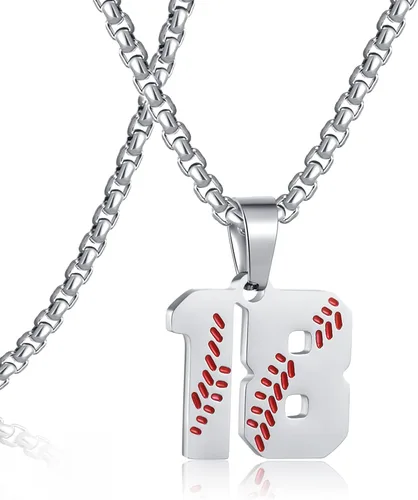 Miniatura 57 de SKQIR Colgante de número de jersey de béisbol para hombres y niños - Cadena de acero inoxidable para atletas - Negro