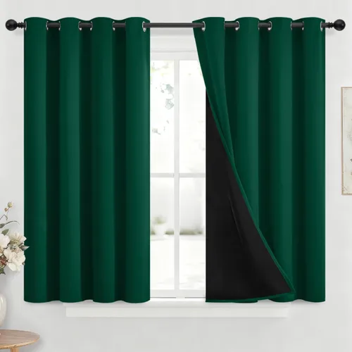 Miniatura 280 de Yakamok Cortinas negras, cortinas de ventana con aislamiento térmico y eficiencia energética para dormitorio, cortinas opacas completas y cortinas