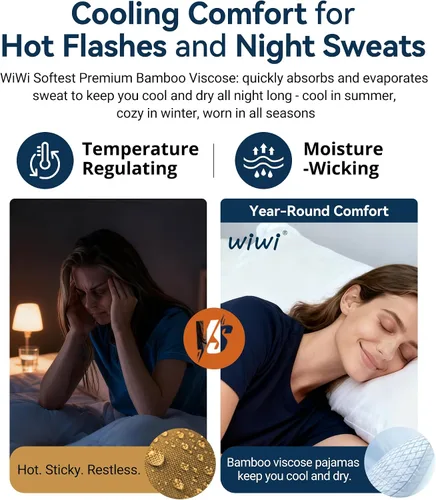 Miniatura 5 de WiWi Camisones de viscosa de bambú para mujer, camisa de dormir de manga corta con cuello en V, camisón de talla grande S-4X