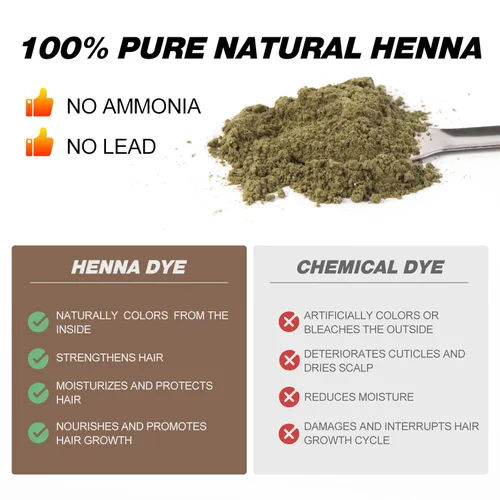 Miniatura 2 de Tinte de cabello de henna natural puro, a prueba de agua y manchas, uso profesional en el hogar y en el salón, fácil de aplicar (marrón oscuro)