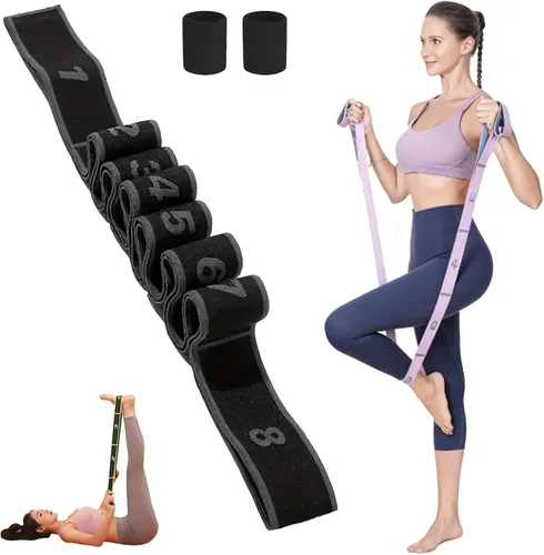 Miniatura 8 de Banda de resistencia para fitness, banda de resistencia numerada para estiramiento y yoga, equipo de entrenamiento de cuerpo completo para gimnasio