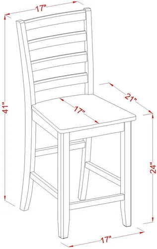 Miniatura 7 de East West Furniture FAIR5-CAP-W - Juego de comedor de 5 piezas de altura de mostrador, incluye una mesa de comedor cuadrada con pedestal y 4 sillas