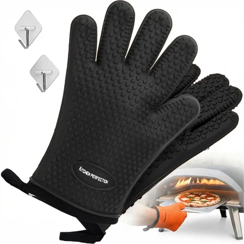 Miniatura 10 de KITCHEN PERFECTION Guantes de silicona para horno de pizza, guantes extremadamente resistentes al calor para hornos de pizza al aire libre e