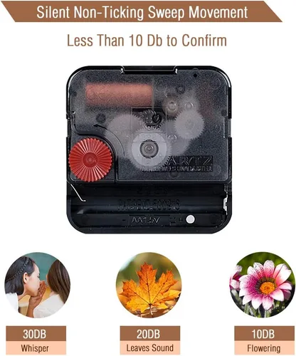 Miniatura 4 de Reloj de pared silencioso de 14 pulgadas sin tictac, relojes de pared con números arábigos grandes, reloj redondo de madera con patrón de mariposa