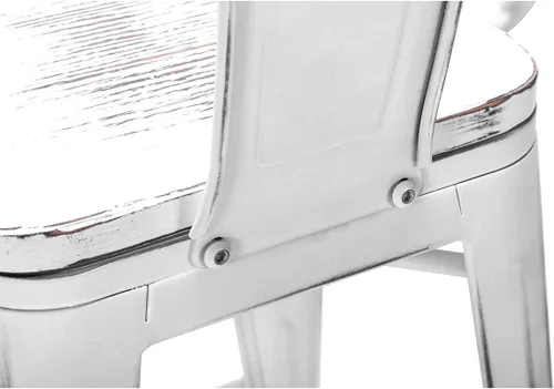 Miniatura 5 de Aklaus Taburetes de bar de 26 pulgadas con respaldo bajo, juego de 4 taburetes de bar de metal industrial con asiento de madera, taburetes de altura
