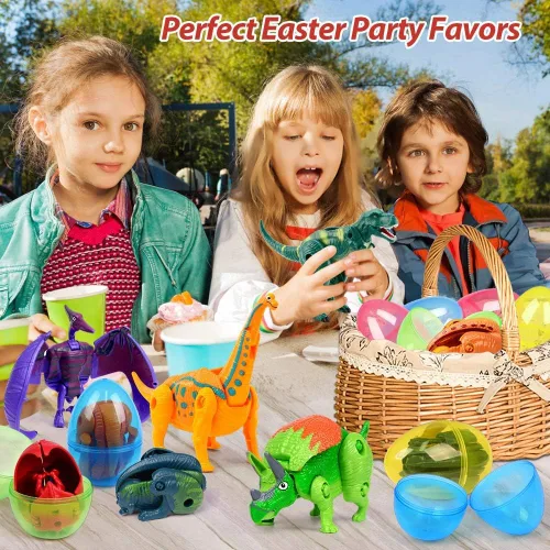 Miniatura 5 de OCATO Huevos de Pascua rellenos de juguetes de dinosaurio, huevos de dinosaurio deformación gigantes, rellenos de huevos de Pascua, rellenos