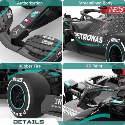 Miniatura 5 de Voltz Toys Auténtico auto de control remoto Mercedes-Benz F1 W11 con licencia 1:18, colección F1 para niños y adultos, auto RC de 2.4 GHz para 1:18