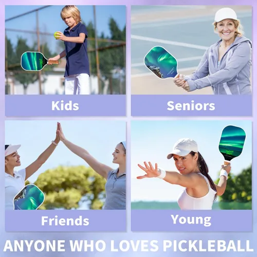 Miniatura 4 de Juego de 2 palas de pickleball con 2 raquetas de fibra de vidrio de pickleball 4 bolas, 2 cintas de agarre de pickleball, 2 toallas deportivas, 1