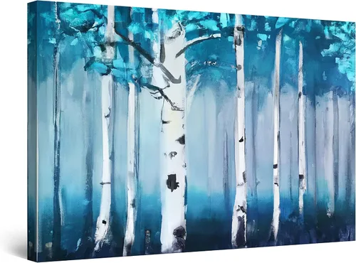 Miniatura 29 de Startonight Lienzo decorativo abstracto para pared, pintura del árbol de la vida amarillo, impresión grande estirada, moderna para dormitorio o sala