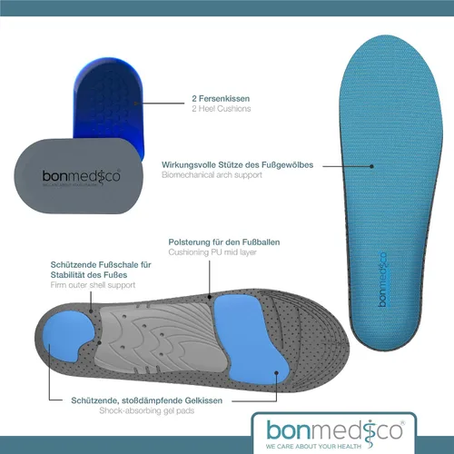 Miniatura 6 de bonmedico Plantillas de gel de alto rendimiento – Insertos de zapatos que absorben los golpes para hombres y mujeres, recortados para adaptarse a