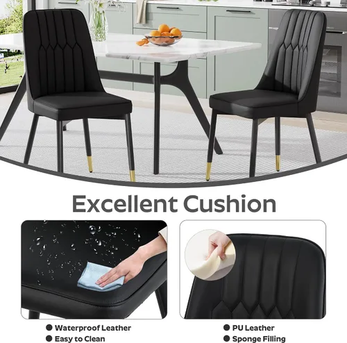 Miniatura 5 de Juego de mesa de comedor moderno de 51 pulgadas para 4, juego de sillas de mesa de cocina de vidrio para 4, mesa de cocina rectangular con 4 sillas