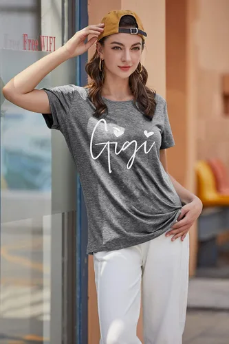 Miniatura 4 de Gigi - Camisetas para abuela, mujer, con gráfico Gigi con corazones, de manga corta
