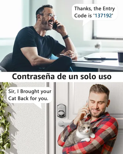 Miniatura 7 de TEEHO TE002 Cerradura de puerta con huella dactilar, cerradura de puerta de entrada sin llave, cerrojo electrónico con teclado, cerraduras Níquel