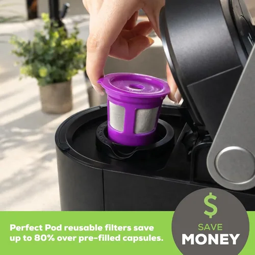 Miniatura 3 de Perfect Pod 1-Stream Cafe Save - Filtros de café reutilizables para cápsulas K Cup – Cápsulas de café recargables con filtro de malla integrado