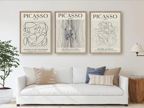 Miniatura 7 de Picasso - Póster de pared abstracto de líneas femeninas para dormitorio, Picasso The Kiss, The Love, The Hug, juego de decoración de pared, pintura