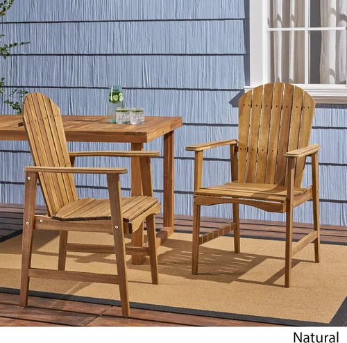 Miniatura 2 de Great Deal Furniture - Sillas de comedor Adirondack de madera de acacia resistentes a la intemperie para Pascua, para exteriores, juego de 2 Natural