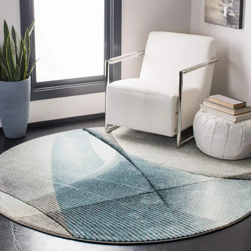 Miniatura 9 de SAFAVIEH Hollywood Collection - Alfombra decorativa de 2 pies 7 pulgadas x 5 pies, gris y azul, diseño moderno de mediados de siglo, no desprende