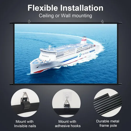 Miniatura 3 de Pantalla de proyección portátil de 100 pulgadas, pantalla de cine para interiores con pantallas de proyector para exteriores Full HD 16:9 4K Full